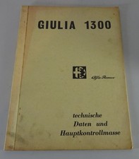 Werkstatthandbuch Technische Daten Prüfwerte Alfa Romeo Giulia 1300 von 04/1966