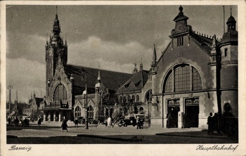 Gdańsk danzig bahnhof - ak, danzig,