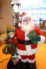 Holiday Creations großer Weihnachtsmann mit Kind,Laterne, Bewegung Licht selten