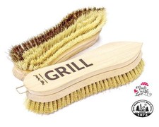 Grillbürste premium aus Buchenholz / Messing- & Fiberborsten - Zweizonen/ Spitz