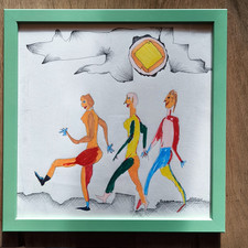 original Aquarell des Künstlers U. Fugmann inkl. IKEA-Rahmen FISKBO