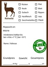 Rehwild Aufkleber Wildbret