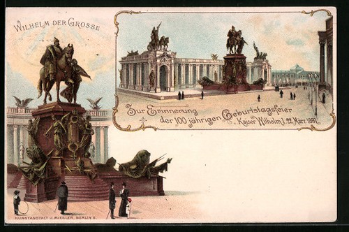 Lithograph berlin monument - berlin,, to
