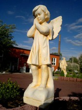 Steinfigur "nachdenklicher Engel" Steinguss, 54 cm Skulpturen Gartenfigur Statue