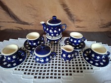 CER-RAF BOLESLAWIEC Keramik Miniatur/Kinder Tee Set Handarbeit 14 tlg. neuwertig