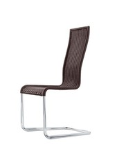 Neuwertige 4 TECTA B25 Kragstuhl Freischwinger in Chrom und Geflecht Braun