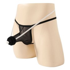 Herren Erotik Netz Doppel Tanga Unterwäsche Tback Ausbuchtung Beutel für Nacht