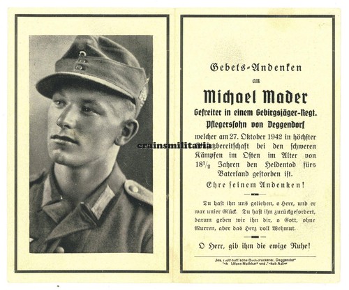 Orig sterbebild gebirgsjäger - sterbebild,