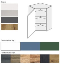 Eckhängeschrank Küchenschrank 1-türig 60x60cm Farbe wählbar (SI-W10/60)
