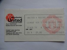 1980s Division 1 Manchester United v QPR Queens Park Rangers Ticket Stub
