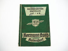 Lanz Hela D47 D32 Ersatzteilliste Bedienungsanleitung Ersatzteilkatalog