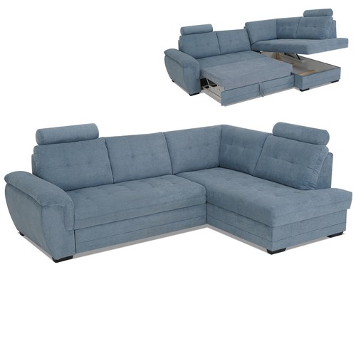 Ecksofa blue velours - -,