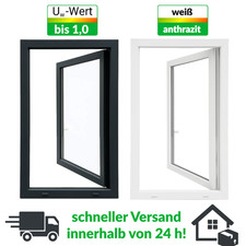 Kunststoff Fenster Kellerfenster Flügelfenster Dreh Kipp 2-Fach Weiß Anthrazit