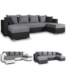 Wohnlandschaft mit Schlaffunktion Beno - U-Form Couch Ecksofa, Couchgarnitur 