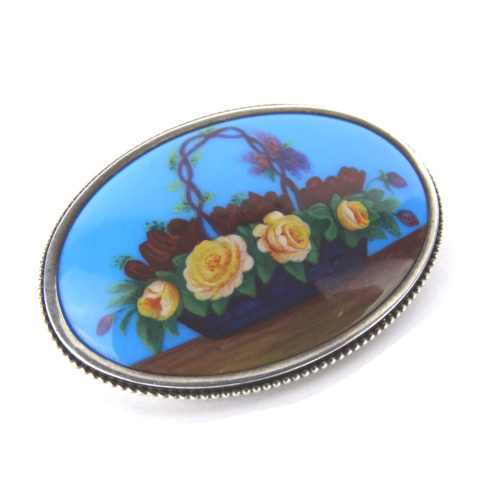 Silber brosche lupenmalerei - silber, brosche,