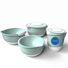 4 Stück Rührschüssel mit Deckel & Spritzschutz lebensmittelecht