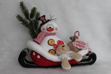 Schneemann Schlitten Kunstanne Weihnachten Fleecestoff, Tildapapier.... Handmade