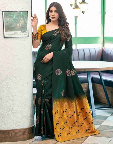 Grüner lichi silk sari - sari, saree