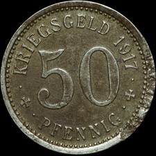 NOTGELD: 50 Pfennig 1917, Eisen. Funck 328.6. STADT MENDEN / WESTFALEN.