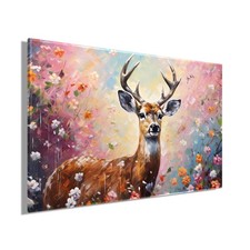 Wandbild HIRSCH IN BLUMEN