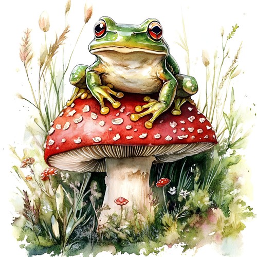 Deko bild frosch fliegenpilz - frosch,