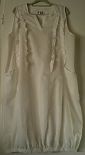 Neu D'celli Design, Midi-Ballon-Kleid, romantisch, Batist, ärmellos, creme, Gr 2