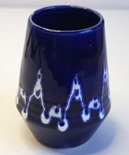 Alfred Klein AK Retro Vase Keramik Blau Weiß Laufglasur 635/10 1960er Vintage