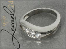 Damen Trilogy-Ring echt Silber 925 Sterling rhodiniert mit Diamonique 50/15,9 mm