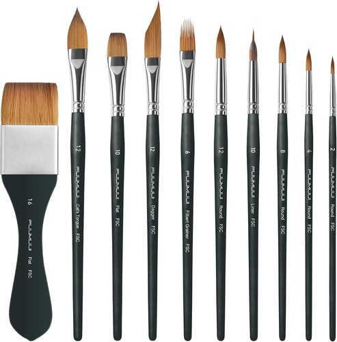 Aquarellpinsel set 10 stück - aquarellpinsel,