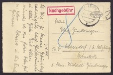 Deutsches Reich Nachgebühr-Beleg Postkarte SALZBURG 1944 [255]