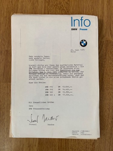 Pressemappe bmw e 21 - e,