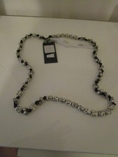 OTAZU schwere ausgefallene Kette Strass Swarovski Elements Lederkette 90 cm NEU