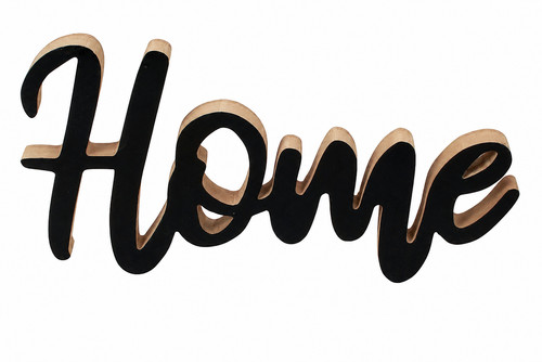 Home schriftzug holz schwarz - home,