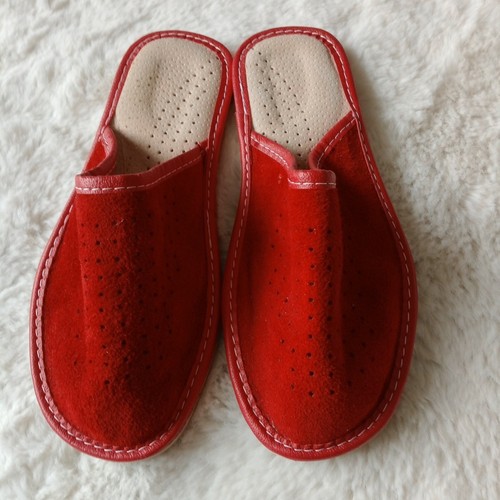 Rote low flat pantoletten - low,