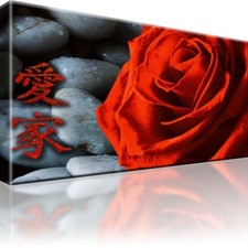 Rote Rose Steine Bild Bilder Leinwand Keilrahmen Wandbild Kunstdruck
