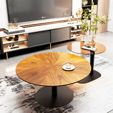 Couchtisch Rund 2er Set Holz Beistelltisch Wohnzimmertisch XXL Satztische 80 cm