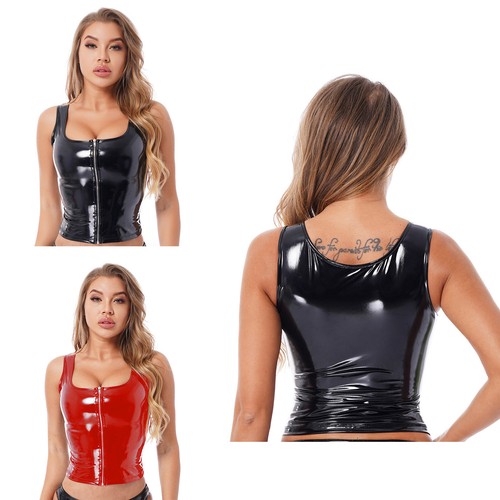 Damen wetlook lackleder - wetlook, crop