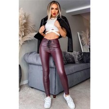 Skinny Leder-Look Damenhose