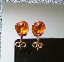 Bernstein 585 Gold 14K Kugel Ohrringe Ohrstecker Heilstein Ostsee unbehandelt