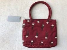 taj Wood & Scherer Tasche unbenutzt Seidenorganza cherry bestickt Abendtasche