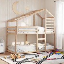 Etagenbett mit Dach Kinderbett Hochbett Stockbett Massivholz Kiefer vidaXL