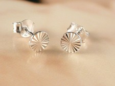 Ohrringe Ohrstecker 925 Sterling Silber Kreis Plättchen mit Schliff geschliffen