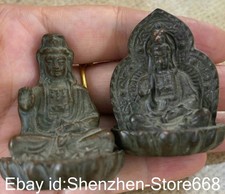 1,6" alte chinesische Bronze Feng Shui Kwan-yin Guan Yin Göttin Statue