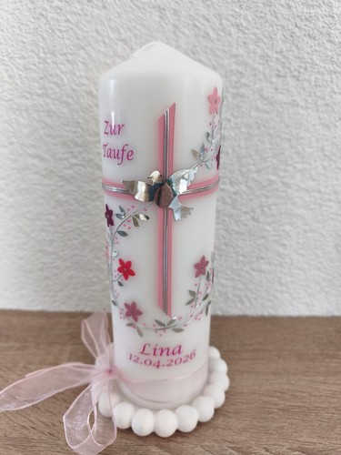 Taufkerze kreuz mit taube - taufkerze,