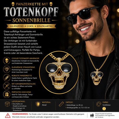 Totenkopf kette gold - totenkopf,