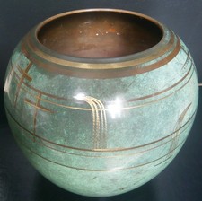 Art Deco Metall Vase von Paul