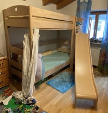 Etagenbett Kinderbett 90x200 mit Rutsche und Dachhimmel, Marke PAIDI