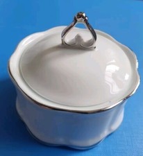 Zuckerdose Royal KPM Bavaria Weiß Porzellan Herz-Deckel Silberrand Silbermontur