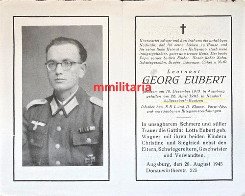 Sterbebild wwii leutnant - sterbebild,