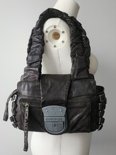 Diesel Handtasche Leder Braun Vintage Y2K Damen Tasche 90s Scrunch-d Medieval